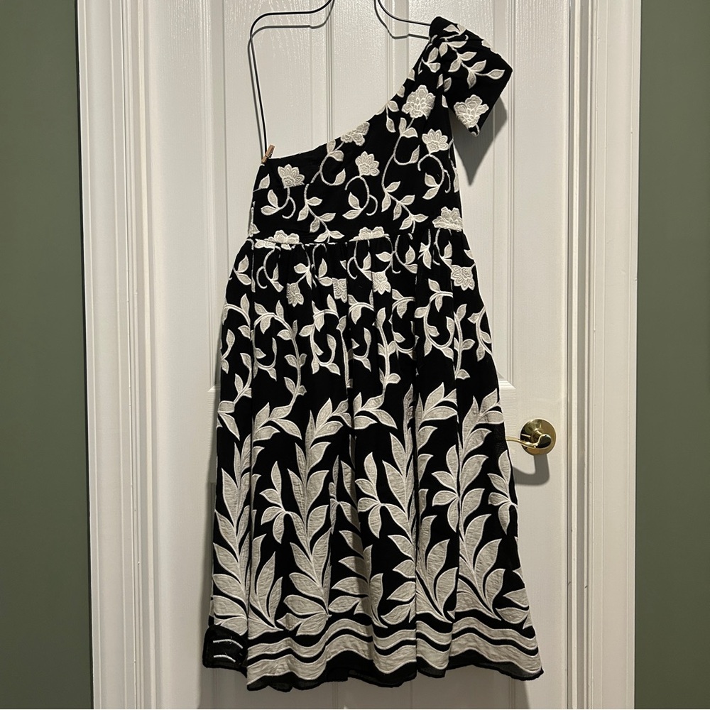 Anthropologie Black and White Floral Dress